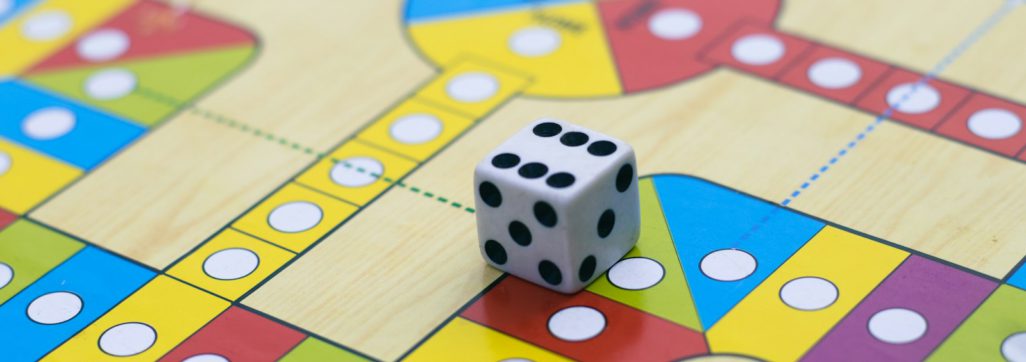 a close up of a dice on a board game